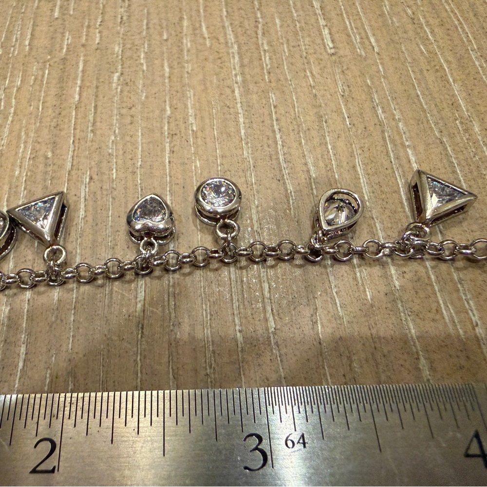 Sterling Silver CZ Charm Bracelet for small wrist - Picture 4 of 10